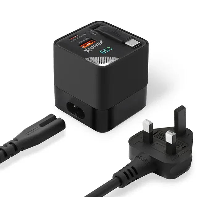 XPower 65W GaN 3in1 Desktop Charger - Black - Tashqila XPower 65W GaN 3in1 Desktop Charger - Black - Tashqila